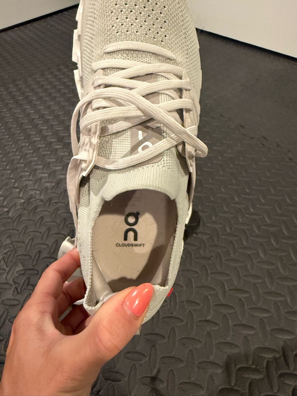 On Running Cloudswift Women's Athletic Shoes in Pale Beige and White - Picture 5 of 8